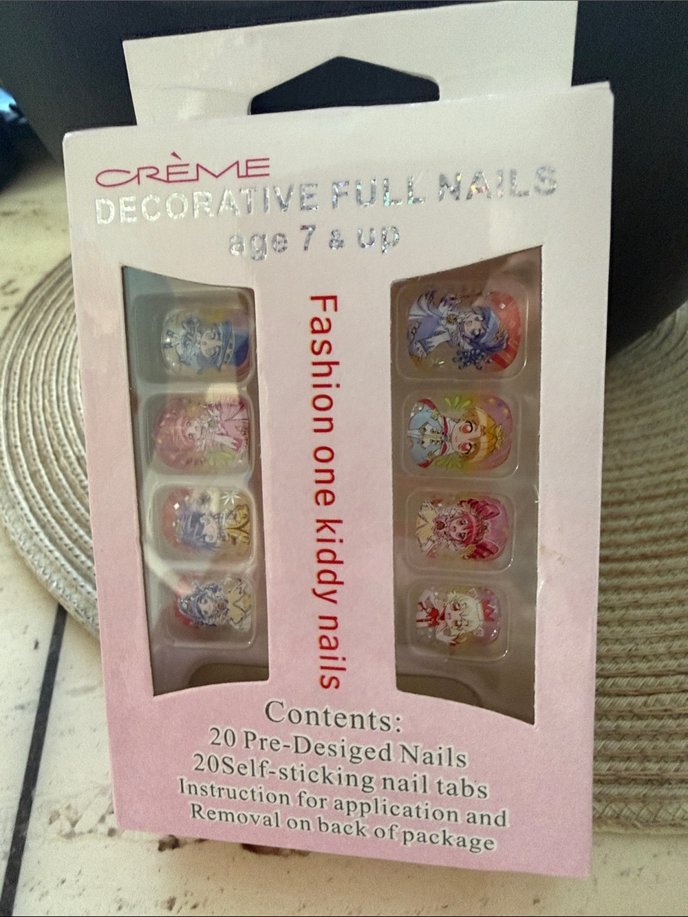 Crème Shop Decorative Full Press-On Nails — 20 Pink Multi-Character Set NWT